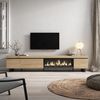 Skraut Home | TV-Schrank, Lowboard | für Wohnzimmer und Esszimmer | 288 x 57 x 35 cm | Für großformatiges TV | Elektrokamin XXL | Industriedesign | Moderner Stil | Eiche Bild 2
