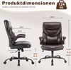 DUMOS Bürostuhl Pu-Leder Chefsessel mit Hochklappbaren Armlehnen Bürostuhle Leder mit Drehbaren Rädern Office Chair Ergonomic Geeignet für Büros Zuhause und Andere Umgebungen Bild 2