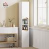 HOMCOM Badkommode mit 2 Türen, 2 Offenen Fächern und Verstellbaren Ablagen (Badschrank, 1 St, Schmal Hochschrank), für Badezimmer, Wohnzimmer, Küche 30 x 34,6 x 182 cm Weiß Bild 2
