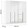 Rauch Möbel Alabama, Kleiderschrank, Garderobenschrank, 5-türig, Spiegel, Zubehör Classic, 3 Kleiderstangen, 9 Einlegeböden, Farbe Hochglanz Weiß/Weiß, Griff Grau metallic, 226 x 229 x 54 cm Bild 3