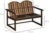 Outsunny Bank Holzbank mit Rückenlehne, Armlehne, Parkbank, bis 240 kg belastbar (Gartenbank, 1-St, 2-Sitzer Sitzbank), für Garten, Balkon, Verkohlt, 114 x 63 x 86 cm Bild 3