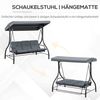 Outsunny Hollywoodschaukel 2 in 1, mit Liegefunktion, verstellbarem Sonnendach, belast bis 240kg, 3-Sitzer, Bettfunktion, 3-Sitzer Gartenschaukel, 1 tlg, Schaukelbank, für Garten, Terrasse, 195 x 117 x 175 cm, Dunkelgrau Bild 4