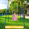 KIDIZ® Babyschaukel Kinderschaukel Schaukelsitz mit Polsterung | Holz-Schaukel mit Anti-Kipp bis 60KG | Höhenverstellbar Indoor & Outdoor | 0,5 - 3 Jahre | Montagezubehör & Sicherheitsgurt Rosa Bild 4