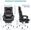 COLAMY Office Chair with Footrest-Ergonomic High Back Design Executive Computer Desk Chair with Removable Lumbar Pillow, 90-135°Reclining, Thick Bonded Leather for Home Office Work Comfort, Black Bild 3