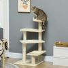 PawHut Kratzbaum mit Sisalsäulen, Katzenkratzbaum, Katzen Kletterbaum, Katzenbaum, Beige, 50 x 50 x 100 cm Bild 2
