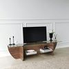 Hanah Home Scandinavian TV Stand, Walnut, 158 x 40 x 35 cm | 100% Tempered Glass & Melamine Coated Particle Board, 18 mm Thick | Stylish & Functional Design Bild 3