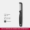 Victorinox Sparschäler "Iota", Schäler für Gemüse, Obst, Zackenschliff, Zweischneidig, Extra Scharf, Swiss Made, schwarz Bild 3