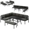 Mucola Essgruppe Aluminium Lounge Ecksofa mit Sitzbank wetterfest Grau Tisch Entspannungsoase Gartenmöbel Ecksitzgarnitur Sofa Outdoor-Möbel Bild 3