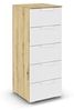 rauch Aditio Box, Kommode, 5 Schubladen, mit Softclose-Funktion, Farbe Weiß/Eiche Artisan, BxHxT 40x100x42cm