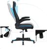 Songmics Bürostuhl mit Netzbespannung, Stuhl mit Kopfstütze und Armlehne, höhenverstellbar, um 360° drehbar, mit Wippfunktion, bis 130 kg belastbar, ergonomisch, schwarz-hellblau-grau OBN086B03 Bild 5