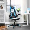 Songmics Bürostuhl mit Netzbespannung, Stuhl mit Kopfstütze und Armlehne, höhenverstellbar, um 360° drehbar, mit Wippfunktion, bis 130 kg belastbar, ergonomisch, schwarz-hellblau-grau OBN086B03 Bild 2