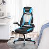 Songmics Bürostuhl mit Netzbespannung, Stuhl mit Kopfstütze und Armlehne, höhenverstellbar, um 360° drehbar, mit Wippfunktion, bis 130 kg belastbar, ergonomisch, schwarz-hellblau-grau OBN086B03 Bild 4