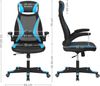 Songmics Bürostuhl mit Netzbespannung, Stuhl mit Kopfstütze und Armlehne, höhenverstellbar, um 360° drehbar, mit Wippfunktion, bis 130 kg belastbar, ergonomisch, schwarz-hellblau-grau OBN086B03 Bild 3