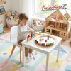 FurnitureR Kinderstuhl aus Kunststoff mit Holzbeinen – Stabiler Sitzstuhl für Kinderzimmer & Spielbereich, Ergonomische Sitzhöhe, Weiß 1PCS Bild 2