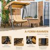 Outsunny Hollywoodschaukel mit verstellbarem Sonnendach, belast bis 220kg, 3-Sitzer, Bettfunktion, 3-Sitzer Gartenschaukel, 1 tlg, Schaukelbank, für Garten, Terrasse, 138 x 106 x 174 cm, Beige Bild 5