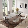 Skraut Home | Ausziehbarertisch | Multifunktionaler ausziehbarer | 260 | Für 12 Gäste | Massivholz Beine | Moderner Stil | Zement Bild 2