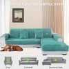 LINGKY Samt Sofabezug 1 2 3 4 Sitzer, L Form Sofaüberwurfe, Ecksofa Sofa überzug Pets Dog Couch überzug Anti-rutsch Sofaschutz, Ultra Weicher Sofaschoner (Grün,90x210 cm/Rechteckig) Bild 2