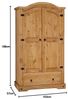 Kleiderschrank Salsa Garderobenschrank Mexiko Möbel Kiefer massiv, gebeizt/gewachst, 2 Türen und 1 Schublade Bild 2