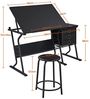 Yaheetech Zeichentisch-Set Schreibtisch mit Kippbarer Tischplatte & Beistelltisch mit 3 Schubladen & Runder Stuhl & Ablageregal für Schreiben/Lesen/Malen/Zeichnen Bild 3