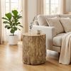 HOMCOM Beistelltisch Baumstumpf-Optik Nachttisch (Tisch, 1-St, Couchtisch), Naturholz Ø37 x 43 cm Bild 2