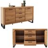 Lomadox Wohnzimmer-Set KUMASI-06, (Mega-Spar-Set, 4-St, Lowboard Sideboard Vitrine Wandregal), in Eiche teilmassiv, inkl. LED-Beleuchtung, Metallgriffe & -füße Bild 5