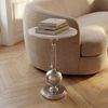 Beistelltisch Rund 40x40cm Silber mit massiver Marmorplatte Weiß - Design Anstelltisch Metall Naturstein - Loungetisch Couchtisch Art Déco - Sofatisch Wohnzimmertisch Handmade Bild 2