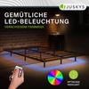 Juskys Metallbett Palamos 140x200 cm mit Matratze, Lattenrost & LED Beleuchtung - Schwebebett minimalistisch & modern - Bettgestell, Bett - Schwarz Bild 3