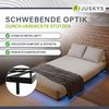 Juskys Metallbett Palamos 140x200 cm mit Matratze, Lattenrost & LED Beleuchtung - Schwebebett minimalistisch & modern - Bettgestell, Bett - Schwarz Bild 4