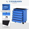 HOMCOM Werkstattwagen Rollwagen Werkzeugkasten mit 5 Schubladen, max. Traglast:100 kg, (Set, 1-tlg, Fahrbarer Werkzeugwagen), Blau 67,5 x 33 x 77 cm Bild 3