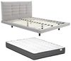 Vente-unique - NISATIO Bett Stoff Grau - B 208 cm x H 107 cm x L 146 cm Bild 1
