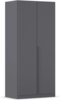 rauch Kleiderschrank Alba, Drehtürenschrank, Garderobenschrank, 2-türig, mit 1 Kleiderstange und 1 Einlegeboden, Farbe Grau metallic, Schwarz, Griffstange Grau metallic, Schwarz, 91x197x56cm