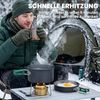 Outsunny Geschirr-Set Camping Kochgeschirr Set mit Anti-Verbrühungsgriffen Topf Pfanne (8-tlg), 2 Personen, Aluminium, Metall, für Outdoor Wandern Picknick BBQ Grau Bild 5