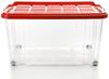 BigDean 3 Stück 60 L Aufbewahrungsbox mit Deckel groß rot - stapelbare robuste Box - rollbare Stapelbox mit festen Klickverschlüssen - Made in Germany Bild 4