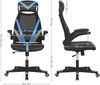 Songmics Bürostuhl, Stuhl mit Netzbespannung, höhenverstellbar, mit Kopfstütze und Armlehne, um 360° drehbar, mit Wippfunktion, bis 130 kg belastbar, ergonomisch, schwarz-blau-dunkelgrau OBN086B01 Bild 3