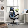 Songmics Bürostuhl, Stuhl mit Netzbespannung, höhenverstellbar, mit Kopfstütze und Armlehne, um 360° drehbar, mit Wippfunktion, bis 130 kg belastbar, ergonomisch, schwarz-blau-dunkelgrau OBN086B01 Bild 2