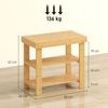 HOMCOM Schuhbank mit 2 Ablagen und Sitzfläche (Schuhregal aus Bambus, 1-St, Sitzbank), für Flur, Eingangsbereich, 50 x 28 x 45 cm, Natur Bild 3