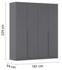 Rauch Möbel Alabama, Kleiderschrank, Garderobe, 4-türig, Zubehör Premium, 2 Kleiderstangen, 7 Einlegeböden, Schubladeneinsatz, Farbe Grau metallic, Schwarz, Griff Grau metallic, 181 x 229 x 54 cm Bild 3