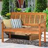 Balkonbank Holz, Holzbank wetterfest, Sitzbank für 2-3 Sitzer, Gartenbank aus Eukalyptus bis 320 kg belastbar, Parkbank für Terrasse, Balkon, Garten, 126 x 63 x 91 cm, Natur Bild 2