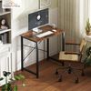 Sweetcrispy Schreibtisch, Kleiner Tisch 80 x 50 x 75.4 cm (31in), Computertisch Metallgestell‌, Bürotisch für Arbeitszimmer, Schlafzimmer, Wohnzimmer, Study Table Desk, Braun Bild 5