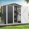 YITAHOME Großes Stahl Gartenhaus 6x4 Fuß mit Fenster, abschließbaren Türen & Schrägdach, Geräteschuppen für Terrasse und Garten, L171*W118*H185cm Grau-Weiß Bild 2