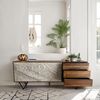 Sideboard Sheesham Massivholz 175x71x40cm Steinoptik Weiß 2 Türen 3 Schubladen Modern Bild 4