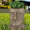 CEPEWA Blumentopf Pflanztopf Moai Kopf gold H21cm Terracotta Büste S Bild 3