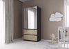 Rauch Möbel Costa, Kleiderschrank für Schlafzimmer, Kinderzimmer, Babyzimmer, Garderobe, 2-türig, Spiegel, 2 Schubladen, Push-to-Open, Zubehör Classic, Farbe Grau metallic, Schwarz, Breite 91 cm Bild 2