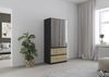 Rauch Möbel Costa, Kleiderschrank für Schlafzimmer, Kinderzimmer, Babyzimmer, Garderobe, 2-türig, Spiegel, 2 Schubladen, Push-to-Open, Zubehör Classic, Farbe Grau metallic, Schwarz, Breite 91 cm Bild 4