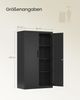 SONGMICS Stahlschrank mit 2 Türen, abschließbar, 3 verstellbare Ablagen, Aufbewahrungsschrank für Büro, 80 x 40 x 140 cm, schwarz Bild 3