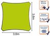 Sonnensegel Quadratisch Grün 3,6 x 3,6m - Sonnenschutz für Terrasse & Balkon Bild 3