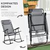 Outsunny Schaukelstuhl Klappbar Gartenstuhl, Schwingstuhl mit Kopfkissen (Schaukelsessel mit Kopfkissen, 1 St), für Garten, Balkon, Hellgrau 95 x 64 x 106 cm Bild 4
