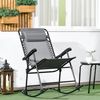 Outsunny Schaukelstuhl Klappbar Gartenstuhl, Schwingstuhl mit Kopfkissen (Schaukelsessel mit Kopfkissen, 1 St), für Garten, Balkon, Hellgrau 95 x 64 x 106 cm Bild 2