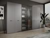 MOEBLO Drehtürenschrank MINEWRA FLUTES 300 (6-türiger Kleiderschrank mit eleganten Glastüren, Moderner Schrank für Schlafzimmer und Garderobe, Robustes Design mit Rillenschliff-Glas und gefrästen Paneelen, Breite: 303 cm, Höhe: 200 cm, Tiefe: 49 cm, mi... Bild 2