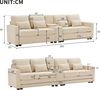 Ball & Cast Sofa mit 2 Getränkehaltern und 2 USB-Anschlüssen, Couch mit Schlaffunktion für Wohnzimmer, Wohnung, Büro, 290x83 cm, Beige Bild 2